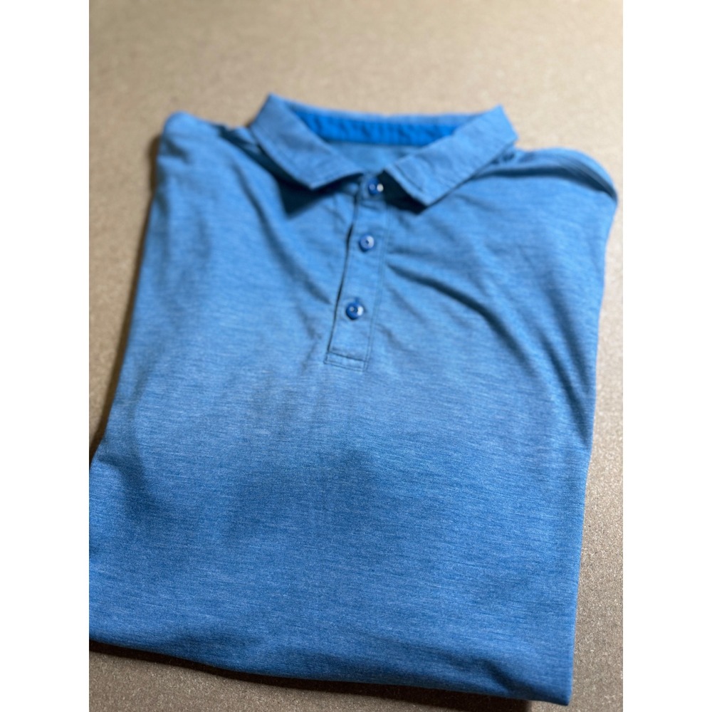 Lululemon Evolution Polo Shirt Mens Large Blue Heathered Short Sleeve Golf Tee